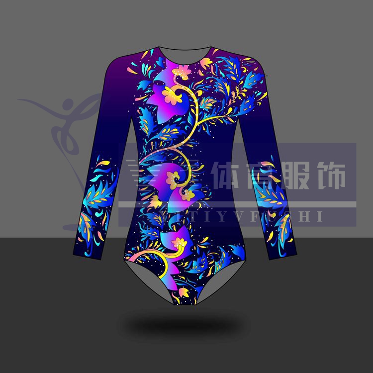 Original design competitive aerobics and gymnastics gymnastics - manipulation digital printing high elastic velvet fabric