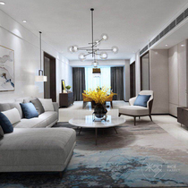 Modern minimalist home decoration design large flat Rough House interior designer soft decoration renderings