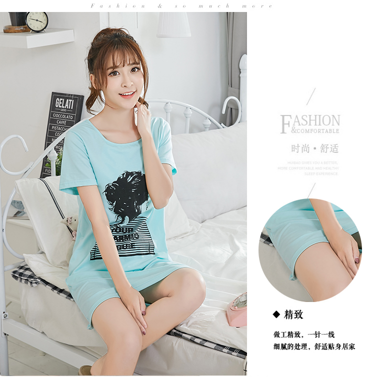 Váy ngủ nữ mùa hè đai ngực có thể tháo rời cotton ngắn tay giữa váy lỏng đơn giản không mặc áo ngực dài váy ngủ sexy