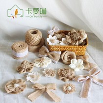 Handmade diy hemp rope small flower linen flower bow Kindergarten ring decoration accessories Flower accessories decoration