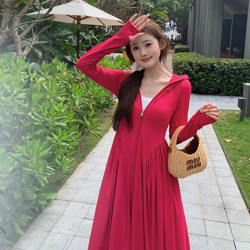 Long Slim-Fitting Sun Protection Clothing for Women 2026 Summer New Style Seaside Anti-Uv Sun Protection Clothing Jacket Slimming Sun Protection Skirt Long Slim-Fitting Sun Protection Clothing for Women 2026 Summer New Style Seaside Anti-Uv Sun Protection Clothing Jacket Slimming Sun Protection Skirt
