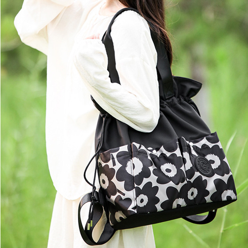 巾着付きカジュアルキャンバスバッグ、3WAYトートバッグ、ナイロンバックパック、女性用大容量通勤ショルダーバッグ