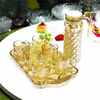 Golden Henan Yujing glass glass with handle Crystal cup Glass tea set European-style household water cup teacup small
