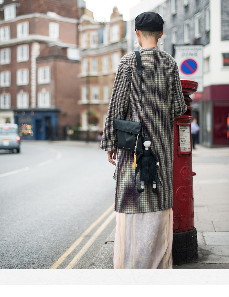 Sống ở bên trái 2018 mới mùa thu và mùa đông của phụ nữ retro houndstooth len len hai mặt áo len - Áo len lót đôi áo khoác nữ 2021