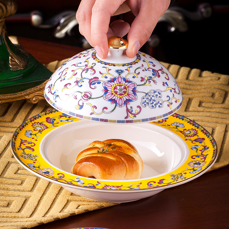 Jingdezhen colored enamel porcelain tableware suit ipads court dishes hotel western - style food table setting club banquet dishes pendulum