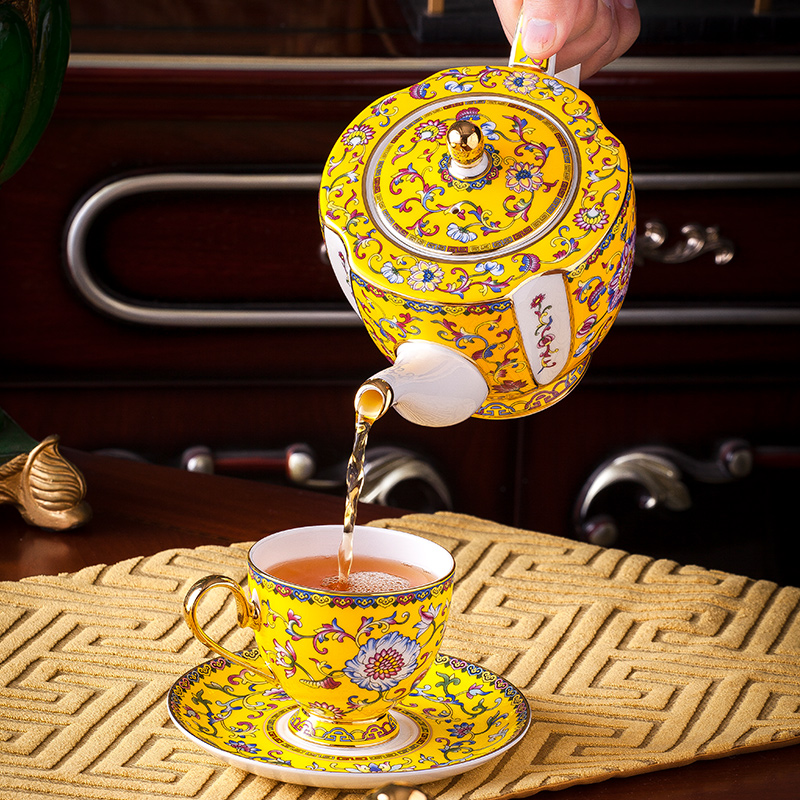Jingdezhen colored enamel porcelain tableware suit ipads court dishes hotel western - style food table setting club banquet dishes pendulum