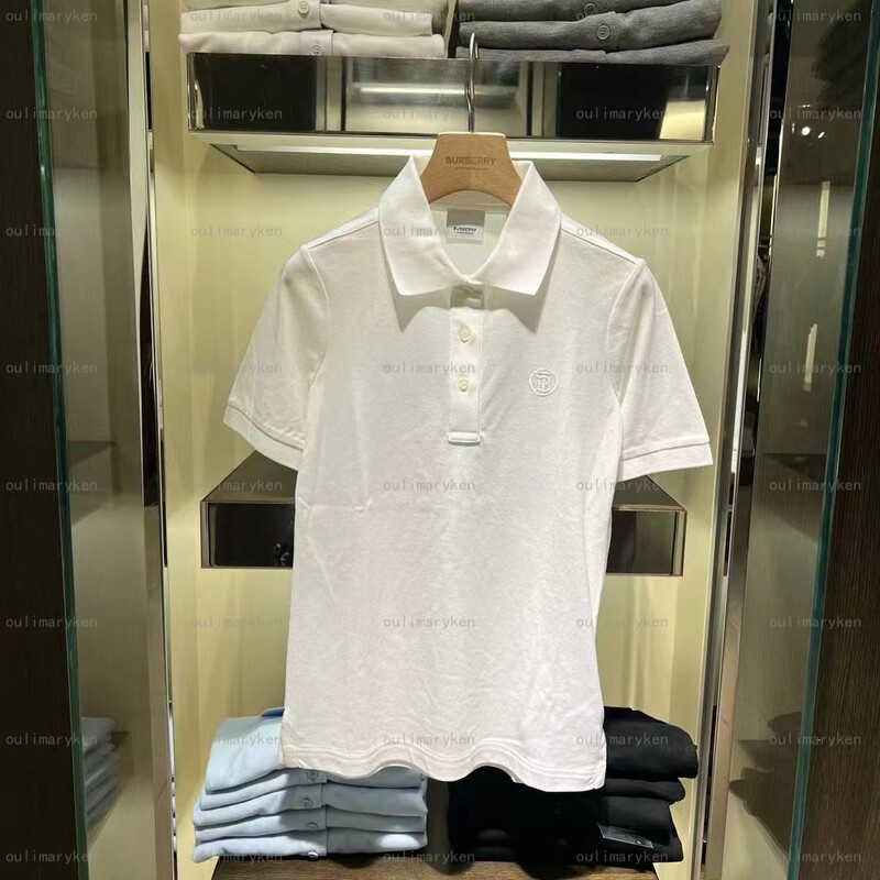 Italian Outlet Burberry Women's Collared T-Shirt Polo Shirt Short Sleeve White XS L XL