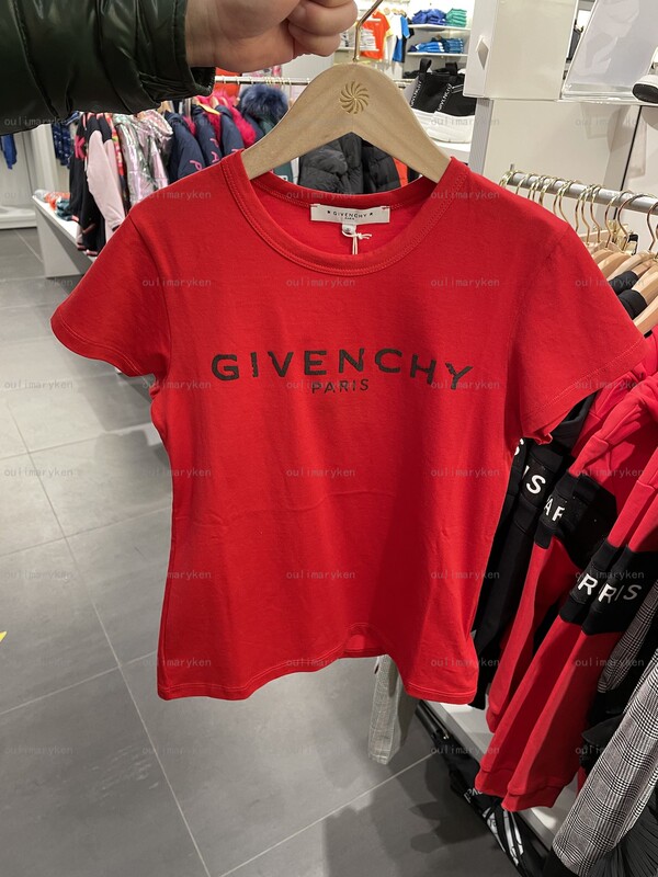 Italian Outlet Givenchy Girls' Round Neck Short-Sleeve T-Shirt, Red, Sizes 10A and 12A