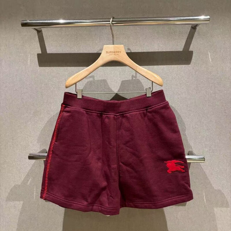 Italian Outlet Burberry Girls' Casual Shorts with Classic Horse Logo, Burgundy, Sizes 6, 8, 14Y