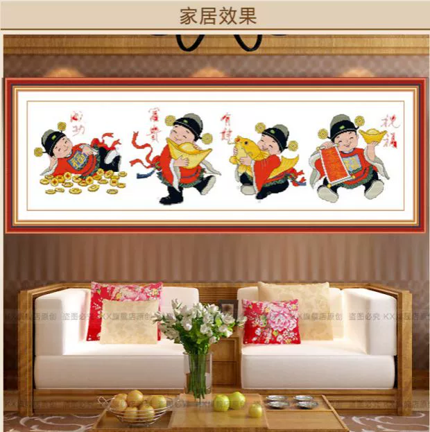 In cross stitch Bốn phước lành nhỏ Fortuna thành công hơn các thương gia giàu có thêu dòng khâu đang bùng nổ phòng khách Fortuna - Công cụ & phụ kiện Cross-stitch tranh thêu chữ thập sơn thủy hữu tình
