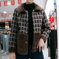 Eve Van (counter) 2021 Winter new fashion Plaid stitching mink 58# Coat