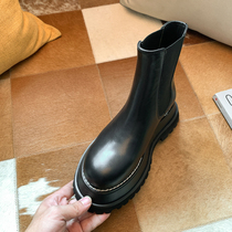 (Dao Sen) Thick-bottom Martin Boots Women 2020 New ins Tide Leather Plus Velvet Short Boots Women