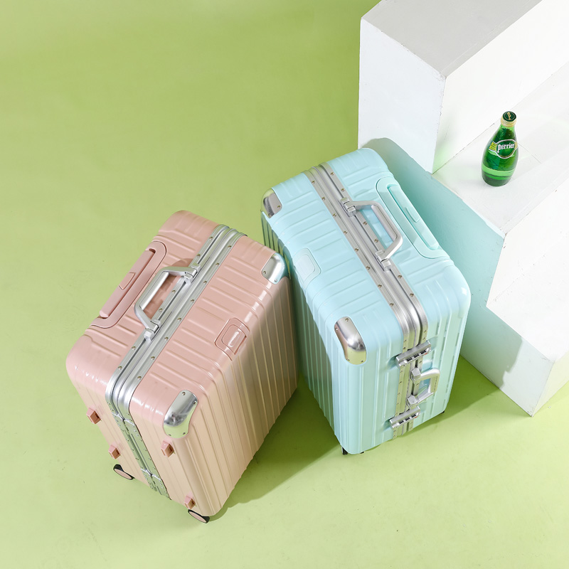 Luggage pull rod box in the wheel in red travel aluminum frame for women and boys and small 20 password 24 inch solid suitcase