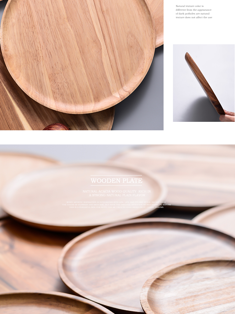 Gỗ keo đĩa gỗ khay trà khay gỗ hộ gia đình tấm gỗ coaster tấm gỗ nhỏ khay cà phê khay bánh - Tấm đồ gia dụng bằng gỗ