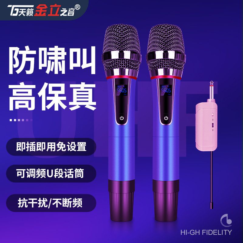 D70 Wireless Wheat Microphone Universal Household Singing K Song KTV Special Microphone One Drag Two-Tip Headset for Outdoor Stage Teaching Wireless Microphone