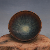 Song Dynasty Jizhou kiln black gold glaze stippling brushed Tianmu nest-shaped bowl Antique porcelain retro style classical decorative ornaments