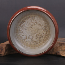 Republic of China king handle purple gold glaze relief unicorn pattern washed antique porcelain secondhand collection home retro ornaments