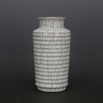 Song Dynasty Bianjing official kiln white glaze bamboo bottle with jumping knife pattern antique second-hand iron tire fully handmade antique decorative ornaments