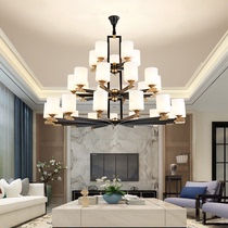 New Chinese chandelier Simple modern wrought iron Chinese style net red living room Restaurant tea room Zen retro lighting Lamps