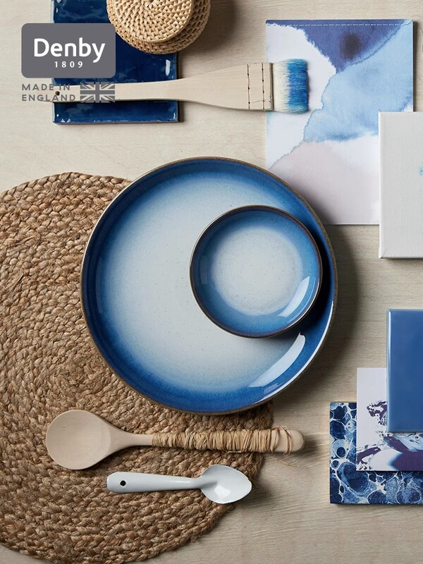 Denby/Danbi British Imported Blue Fog Dinner Plate Gradient Color Ceramic Plate Western-Style Dinner Plate Household Dish Creative Tableware Denby/Danbi British Imported Blue Fog Dinner Plate Gradient Color Ceramic Plate Western-Style Dinner Plate Household Dish Creative Tableware
