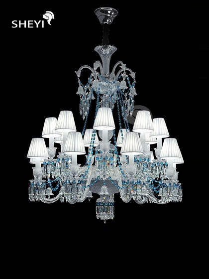 Baccarat French Baroque European blue crystal chandelier living room villa luxury multi-head chandelier lighting fixtures