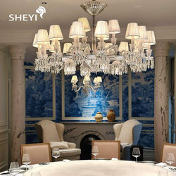 Bacala Large Flat-Floor Living Room French-Style Villa European Crystal Chandelier High-End Bedroom Ceiling Crystal Light Dining Room Light