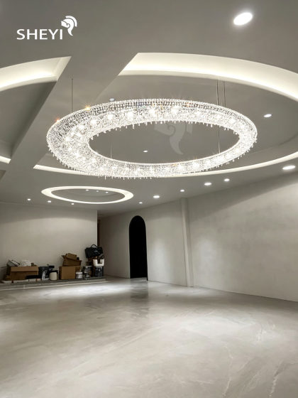 Manooi Egyptian Imported Crystal Eccentric Circle Chandelier Italian Light Luxury Villa High-Ceiling Duplex Living Room Dining Room Lamp