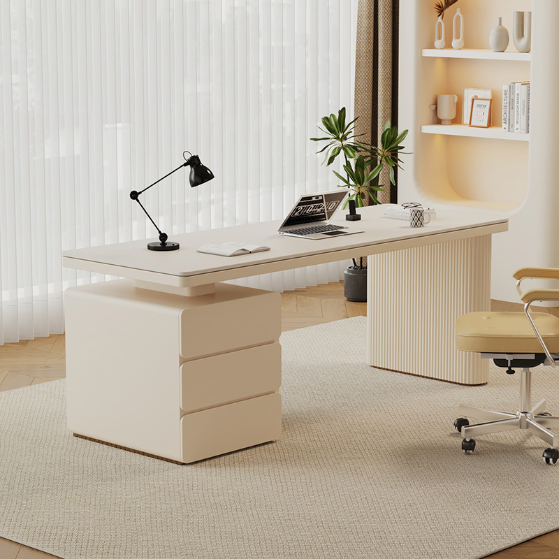 Cream-Style Slate Desk, Modern Light Luxury, High-End Feel, Office Desk, Desktop Computer Desk, Home Desk, 2026 New Model