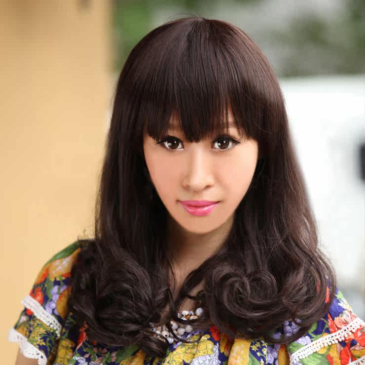 假发 梨花头 长 卷 蓬松女生修脸梨花 时尚女发型 中长发哑光不亮