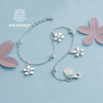 Pirate ship silver cherry blossom mini bracelet Japanese and Korean sweet bracelet female Korean version of simple 925 silver all-match Korea