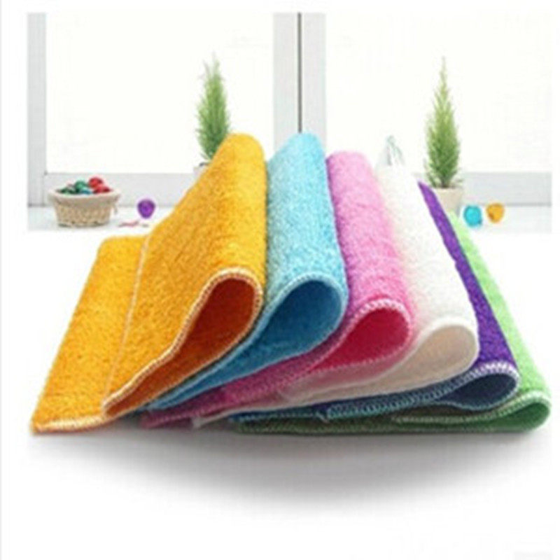 South Korea Bamboo Fiber Kitchen Dishcloth Brushed Bowl Cloth to oil not stained with insoiled hair double layer thickened dishcloth rag