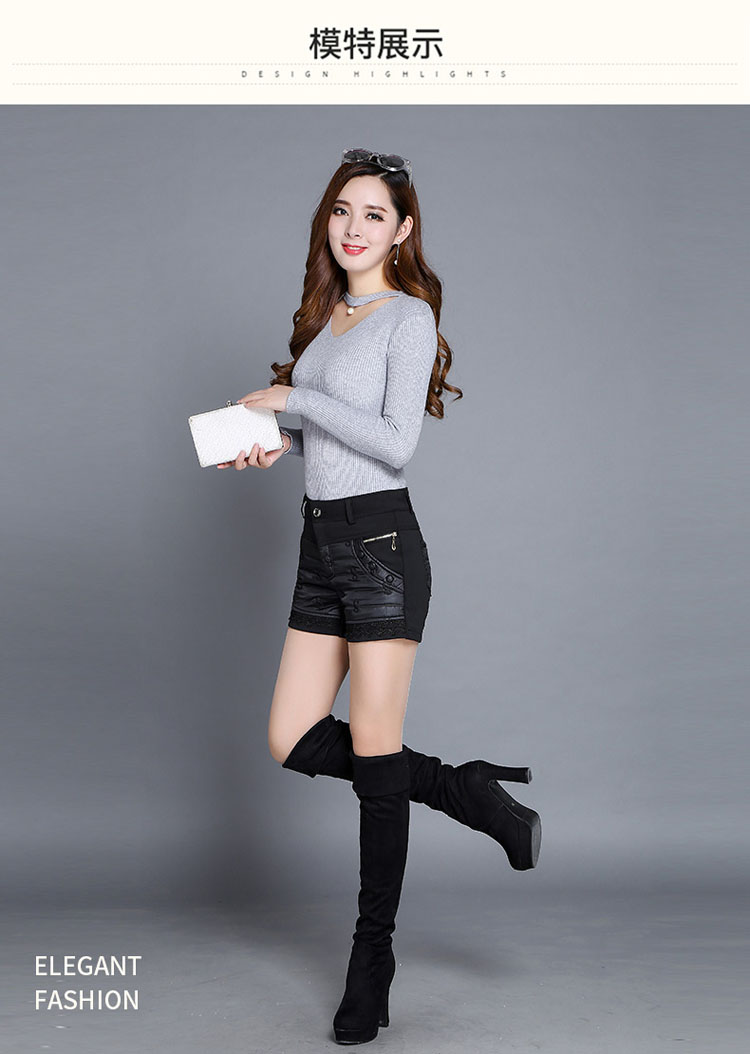 Quần short mùa đông 2018 mới cho nữ mùa đông mặc mùa thu đông Các mẫu quần short nữ trung niên cộng với cotton cộng với quần short cotton dày nhung quần short nữ thời trang