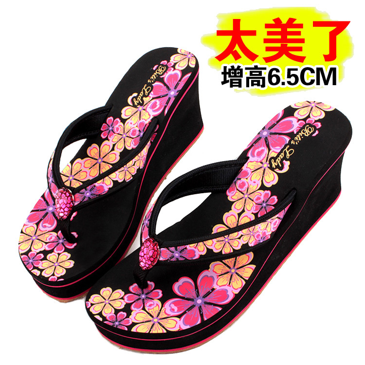 Vietnamese Flat Fairy Slippers Summer Thick-Soled Wedge High-Heeled Non-Slip Flip-Flops Chinese Style Waterproof Platform Beach Shoes