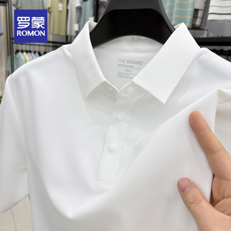 Romon Summer Ice Silk Polo Shirt Men's 2025 New Style Lapel Short-Sleeved T-Shirt Casual Business Large Size Top Romon Summer Ice Silk Polo Shirt Men's 2025 New Style Lapel Short-Sleeved T-Shirt Casual Business Large Size Top