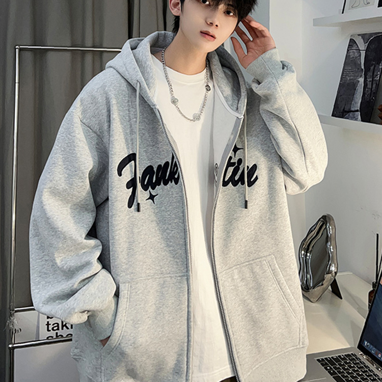 420g Heavyweight Hoodie for Men, New Autumn Style, Trendy Brand, Hong Kong Style, Loose Fit, Large Size, Casual Cardigan Jacket for Boys