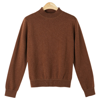 Spring bamboo long-sleeved half-high-neck cashmere cashmere shirt