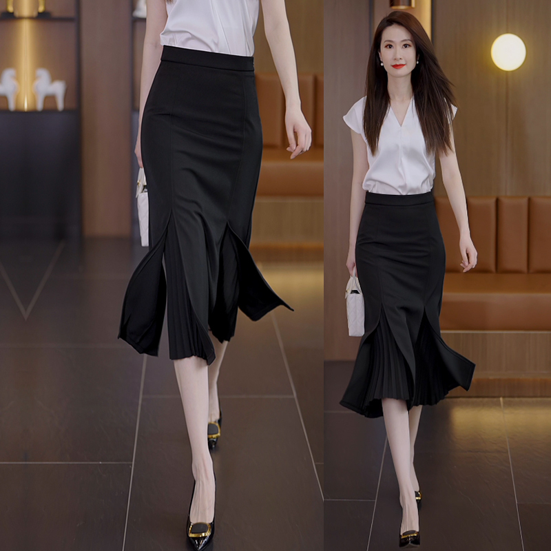 Black Fishtail Skirt for Women 2026 New Spring Mid-Length Lotus-Style Skirt That Covers the Hips Professional Suit Skirt Black Fishtail Skirt for Women 2026 New Spring Mid-Length Lotus-Style Skirt That Covers the Hips Professional Suit Skirt