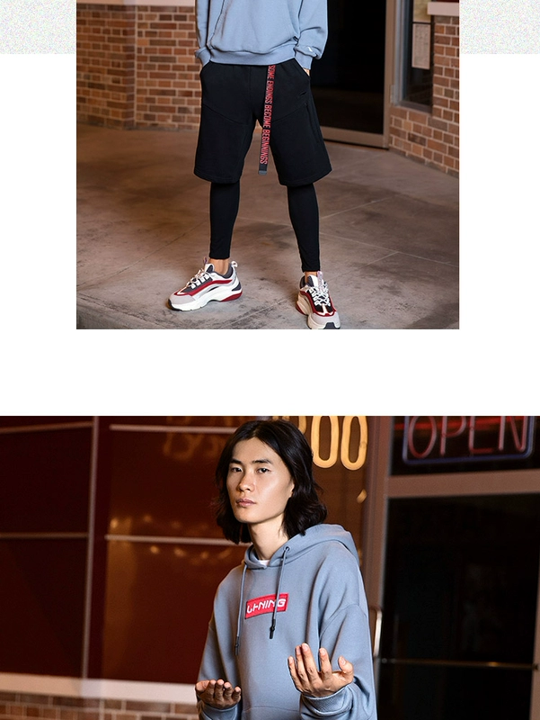 Trung Quốc Li Ning áo len nam nữ với đoạn 2019 vài mẫu áo len cổ tròn trùm đầu áo len rộng giản dị thể thao - Thể thao lông cừu / jumper