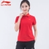 Li Ning ngắn tay nam nữ Áo sơ mi mùa hè nhóm mua đôi mẫu thể thao thoáng khí thấm mồ hôi rắn màu áo thun giản dị Áo polo thể thao