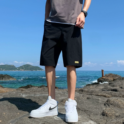 Мужские летние шорты для отдыха, трендовые дорожные дышащие легкие и тонкие спортивные штаны, в корейском стиле, оверсайз, свободный прямой крой