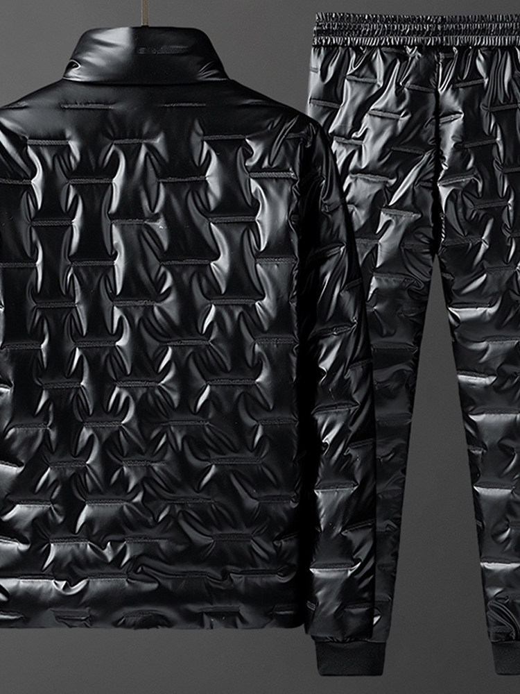 COTTON CLOTHES MENS NEW WINTER THICKENED COTTON JACKET STAND COLLAR TAKEAWAY LOCOMOTIVE CLOTHES COTTON JACKET COTTON PANTS SET