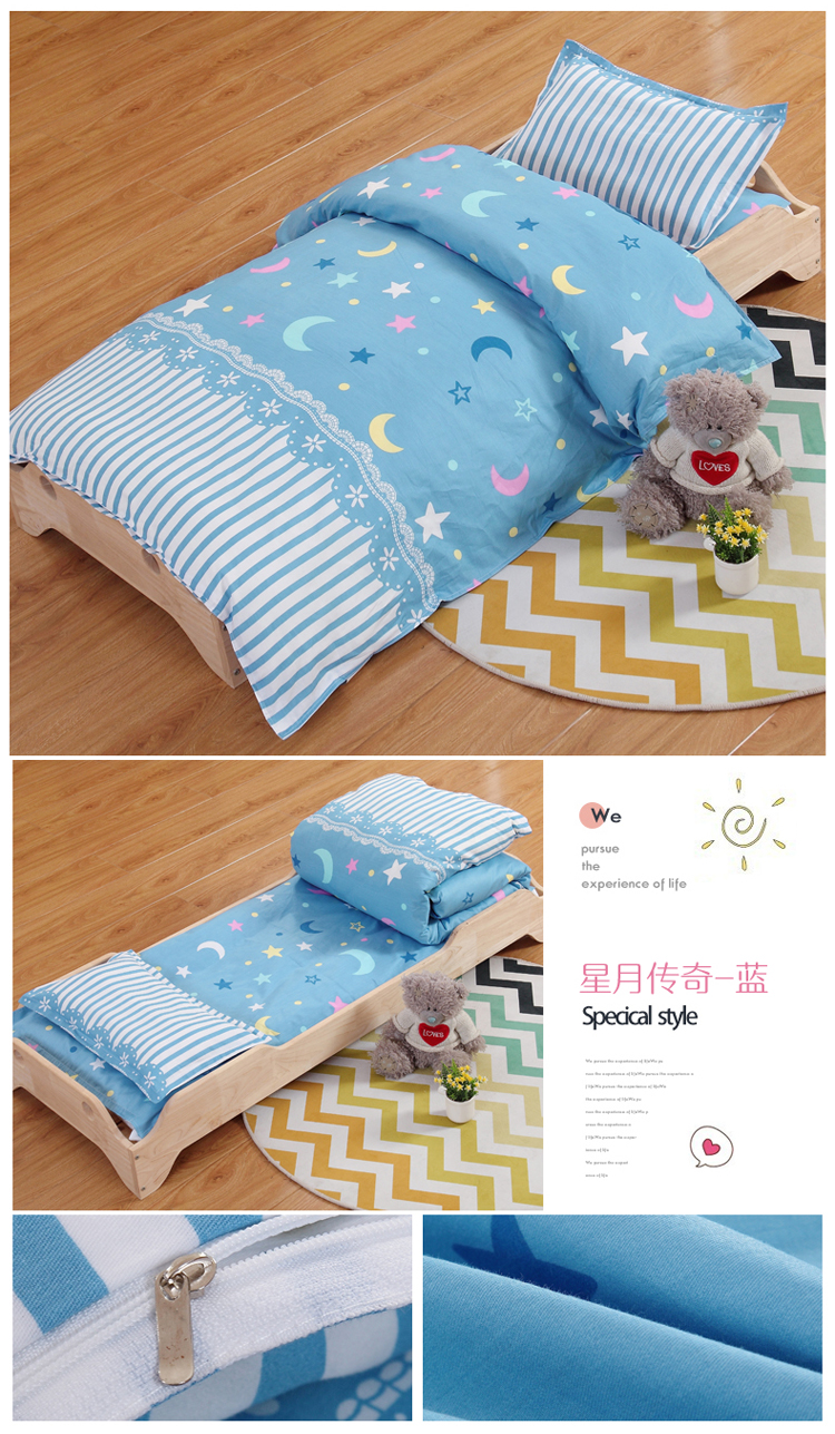 Bông mẫu giáo quilt ba mảnh phim hoạt hình trẻ em nap bộ đồ giường bé sản phẩm giường cotton sáu mảnh thiết lập với lõi