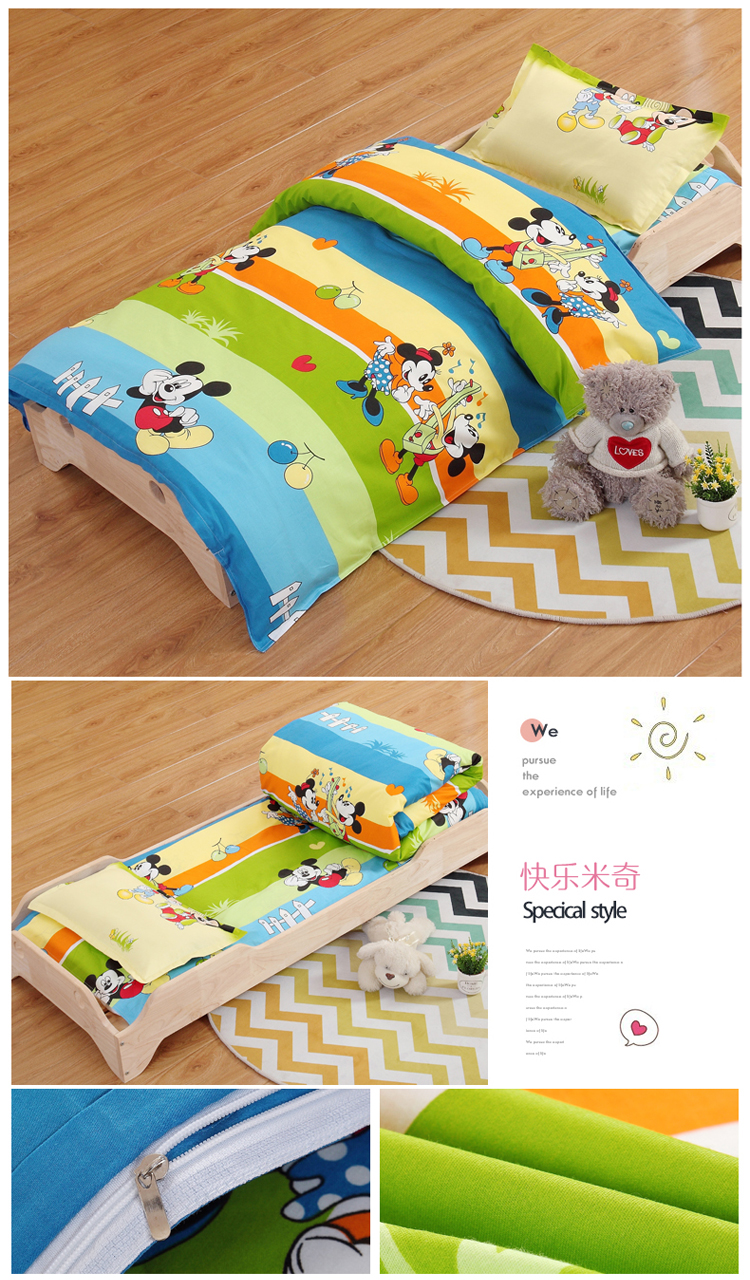 Bông mẫu giáo quilt ba mảnh phim hoạt hình trẻ em nap bộ đồ giường bé sản phẩm giường cotton sáu mảnh thiết lập với lõi