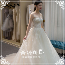 Main wedding dress 2021 new bride little tailed suspender light wedding dress Korean light luxury simple 2020