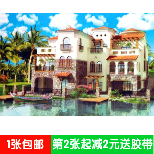 Building stickers landscape waterfall landscape poster painting living room without adhesive wall stickers villa townhouse 7470