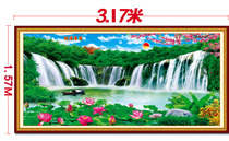 Landscape landscape without adhesive frameless poster film three-piece super large TV curtain wall painting financial resources