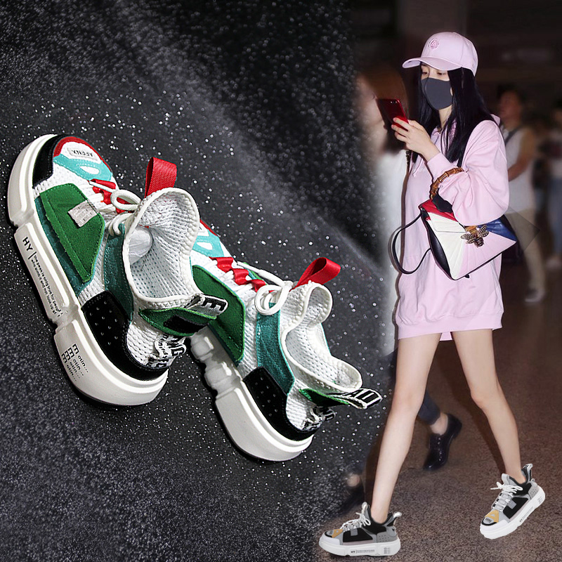 夏季新款韩版网红运动鞋女老爹鞋悟道吾道网面