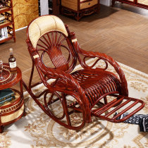 Rocking chair Rattan chaise longue Rattan chair Rattan wood rocking chair Old mans chair Lazy rocking chair Solid wood happy chair Rattan rocking chair