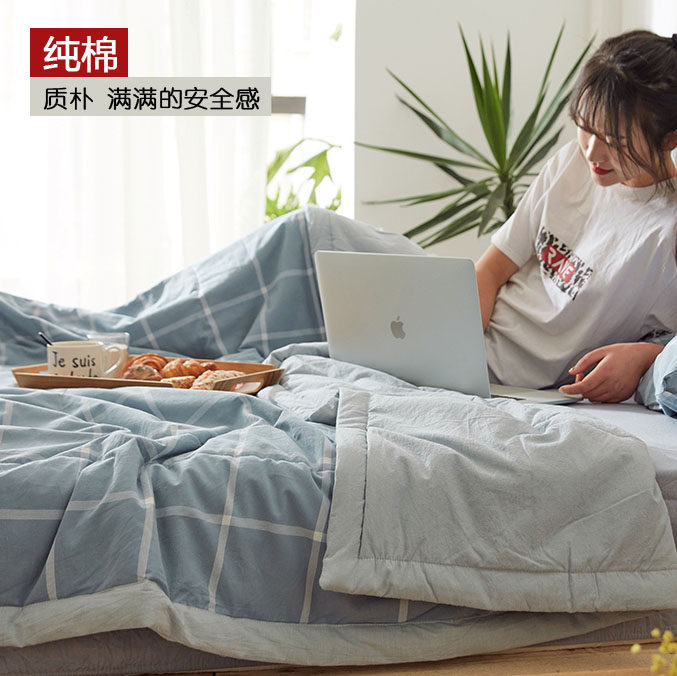Pure cotton summer quilt thin quilt with double spring and summer cool style single cover quilt core spring and autumn air conditioning cold air full cotton ins