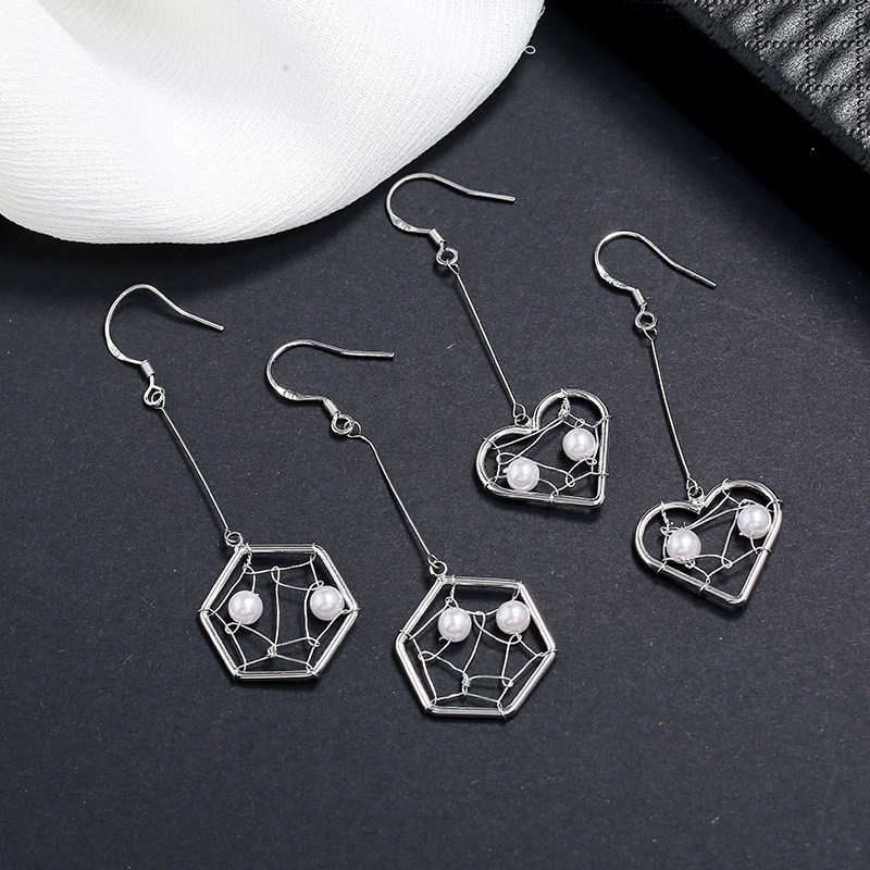 Pearl Love Long Version Earrings Women's Trendy 925 Silver Needle Hypoallergenic Earrings Japanese and Korean Popular Temperament All-match Earrings Women
